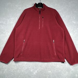 LL Bean Fleece Jacket Men’s Size Large Red 1/4 Zip Long Sleeve Pullover Zipper